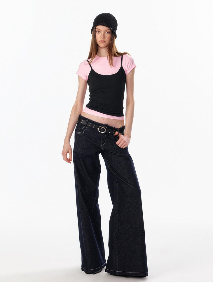 ALINNVSTUDIO Light Cleanfit Slim Crew Neck Short Sleeve Womens Cropped Tee Basic Crop Tops