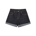 SOMESOWE_Minimalist_Straight_Natural_Waist_Button_Fly_Deep_Blue_Stretch_Denim_Shorts_MISSTT