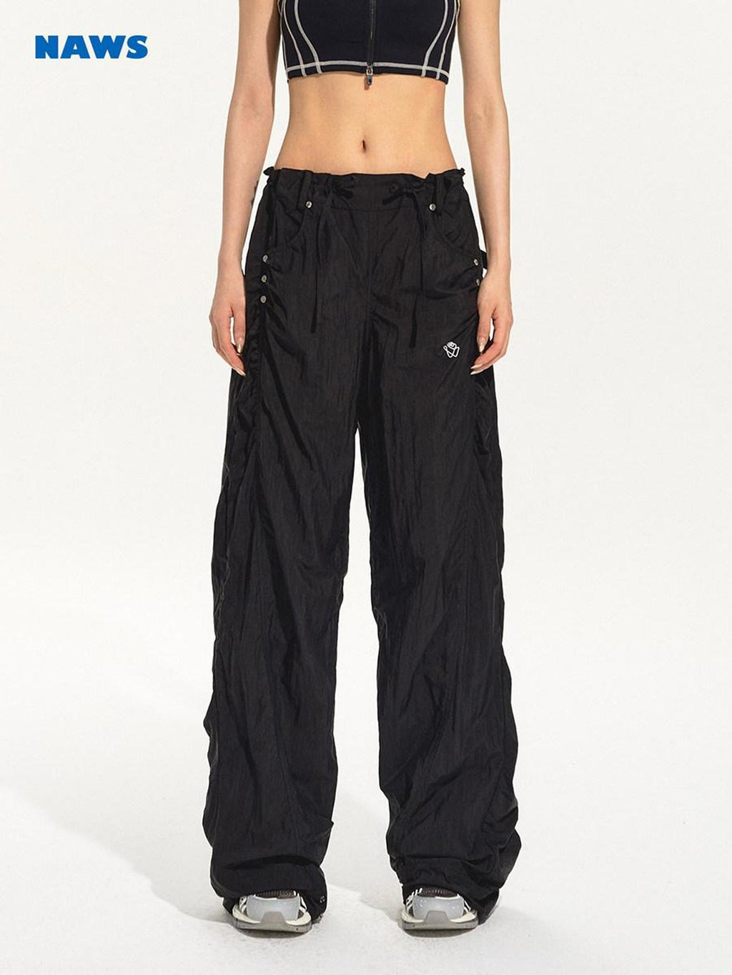 NAWSNOTAWEAR Lightweight Nylon Pleated Low Rise Commuter Unisex Wide Leg Pants