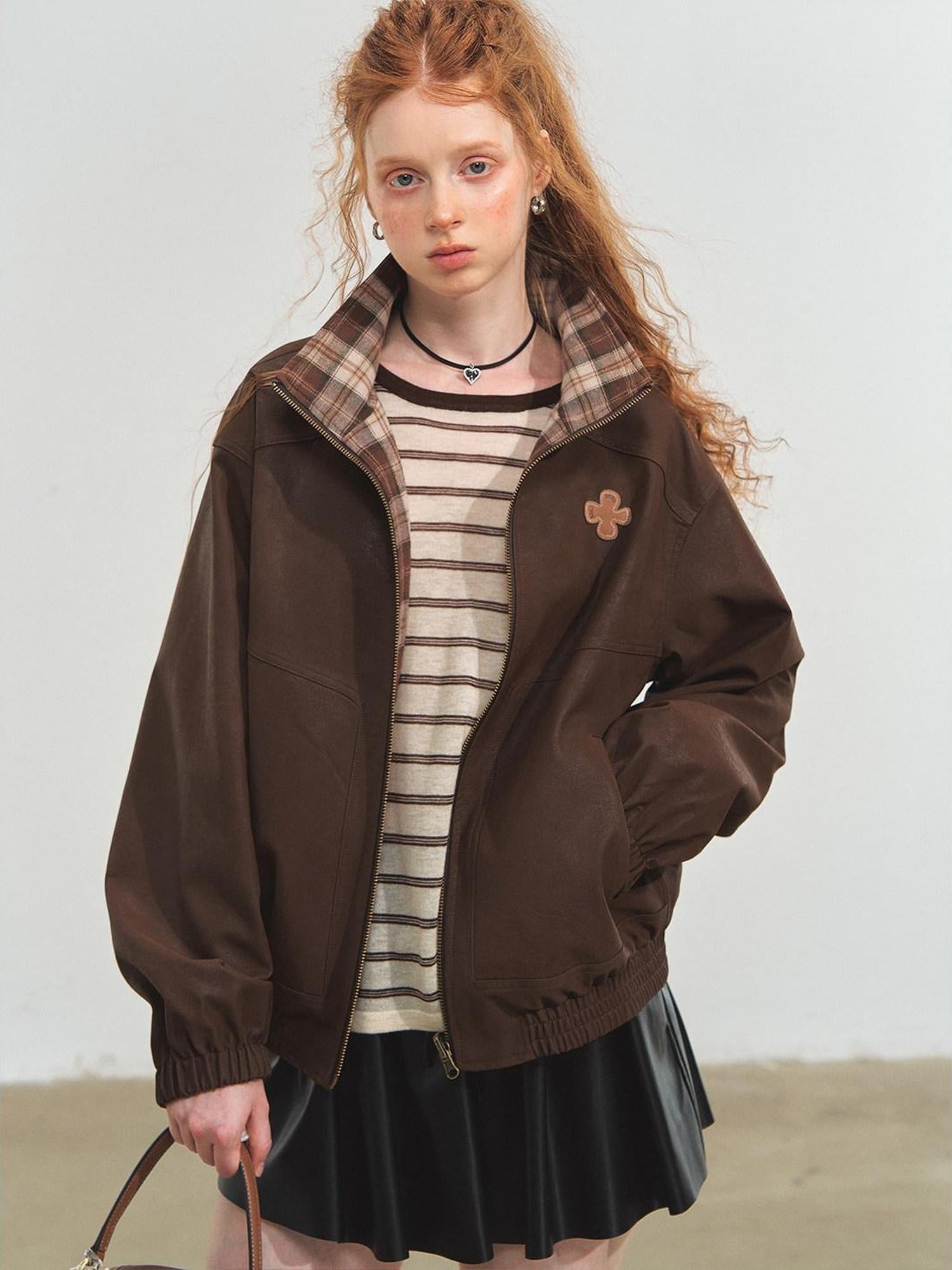 SOMESOWE Versatile Casual Regular Fit Brown Youth S M L Outerwear Jackets