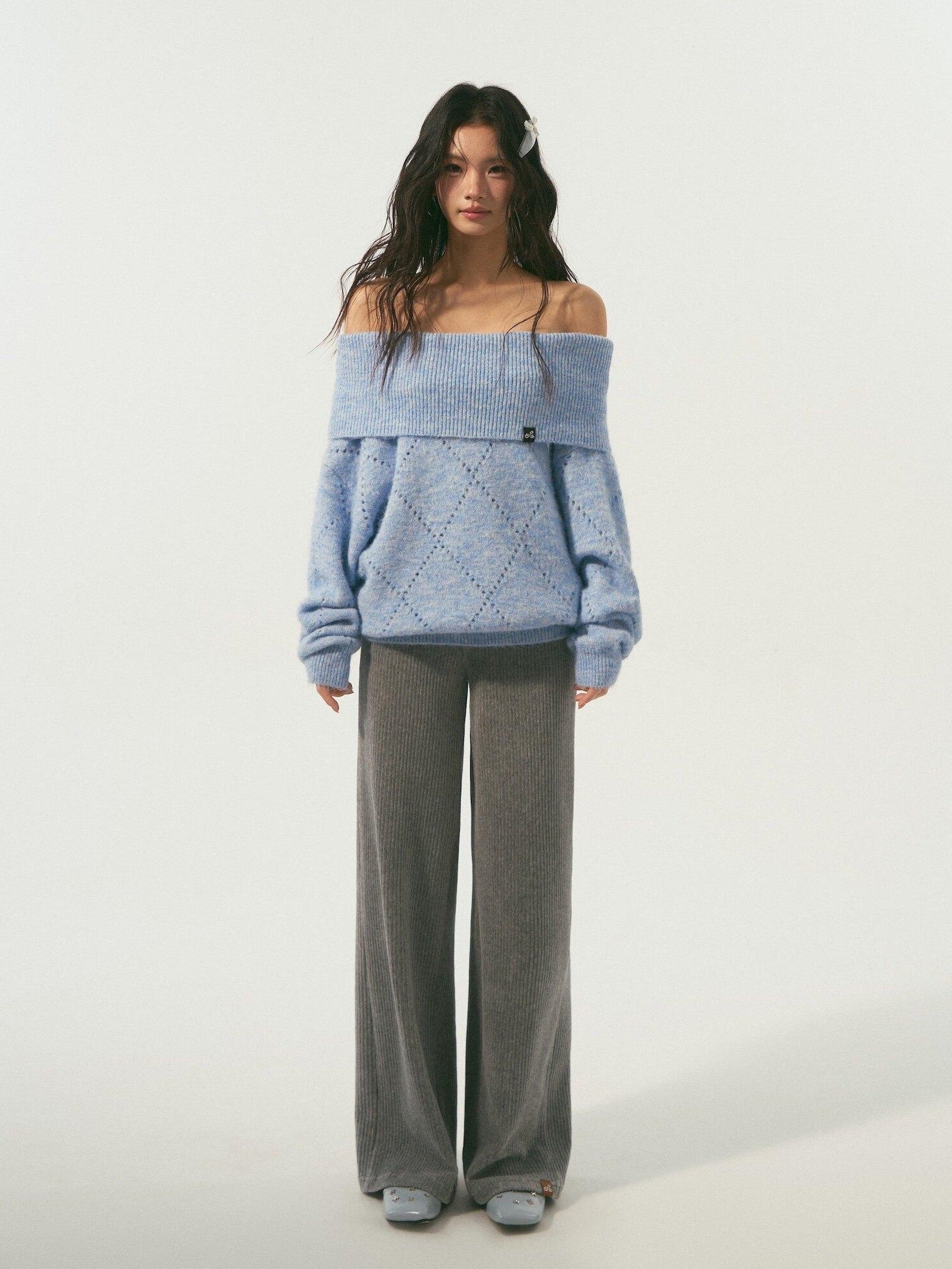 SOMESOWE Soft Polyester Wool Blend Casual Boat Neck Knit Women Sweaters
