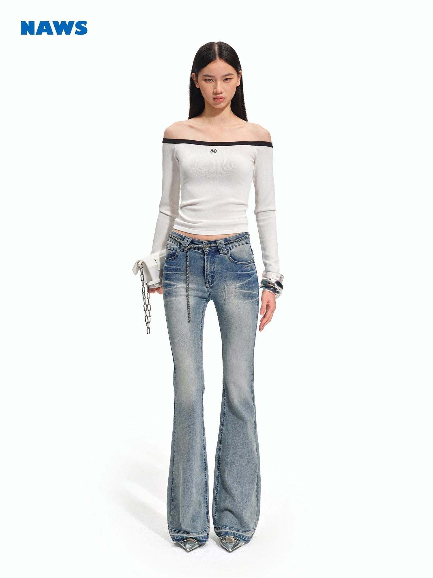 NAWSNOTAWEAR Soft Breathable Casual Slim Colorblock Boat Neck Women Long Sleeve T-Shirts