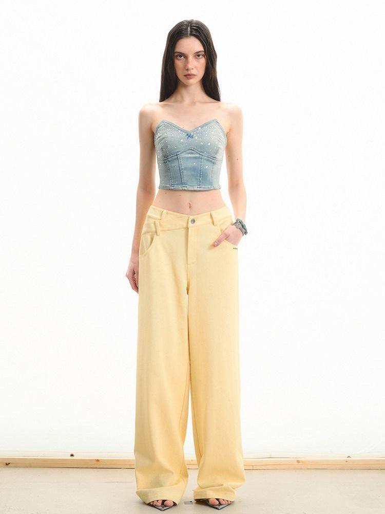 NAWSNOTAWEAR 100 Percent Cotton Minimalist Casual Natural Waist Loose Women Straight Pants
