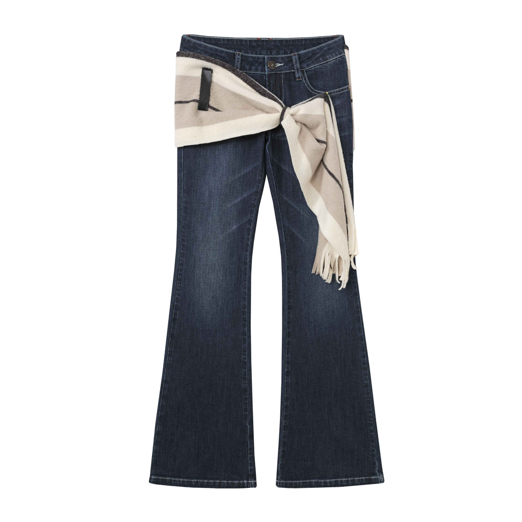 DeleteEx_Micro_Stretch_Slim_Fit_Tie_Detail_Natural_Waist_Women_Deep_Blue_Flared_Jeans_MISSTT