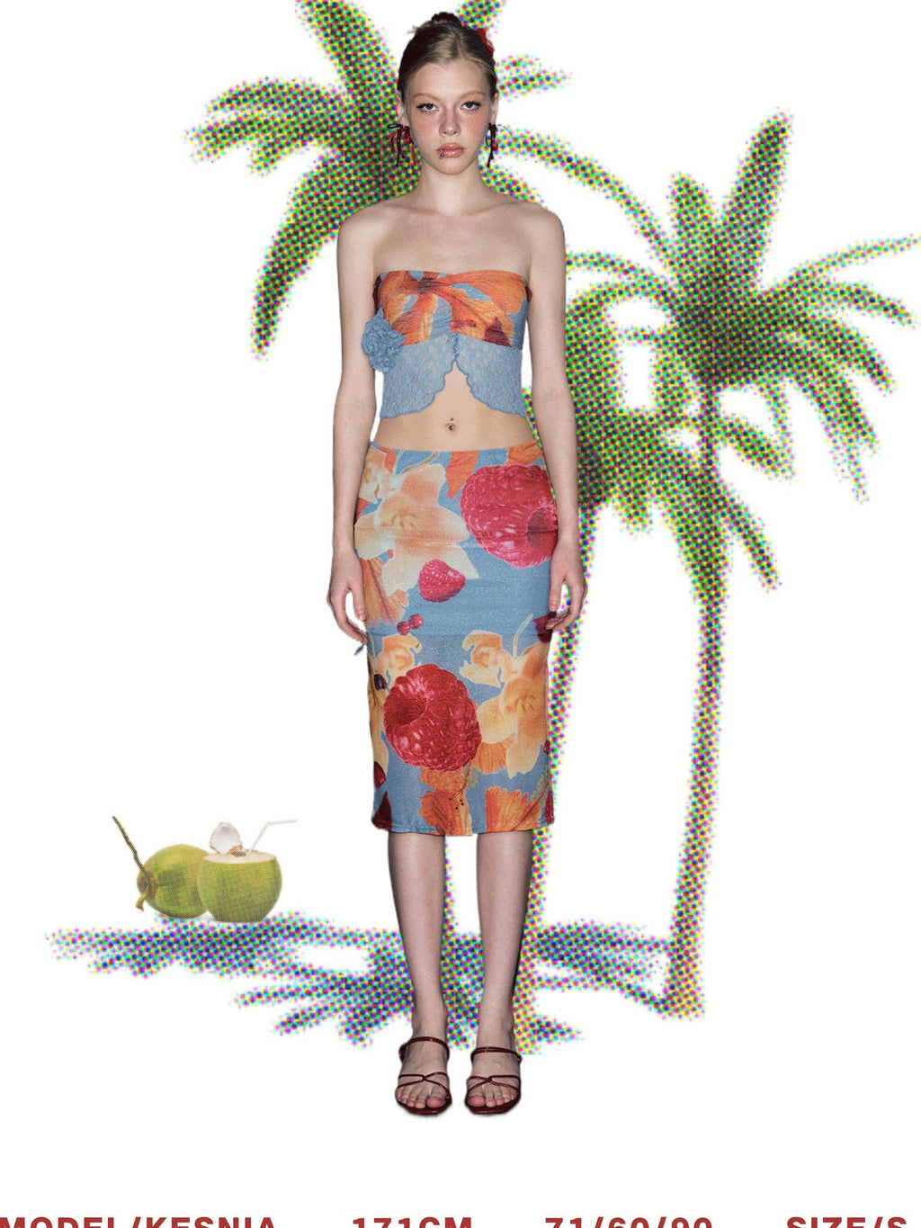 DeleteEx Stretch Cropped Resort Print Racerback No Padding Women Tube Tops