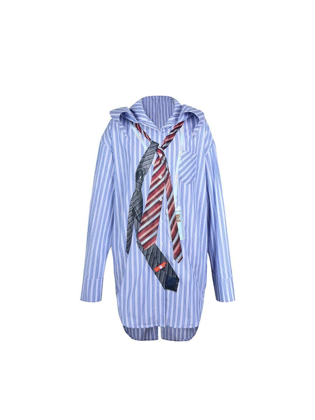 DeleteEx 100% Cotton Loose Fit Blue White Checked Turn Down Collar Long Sleeve Shirts
