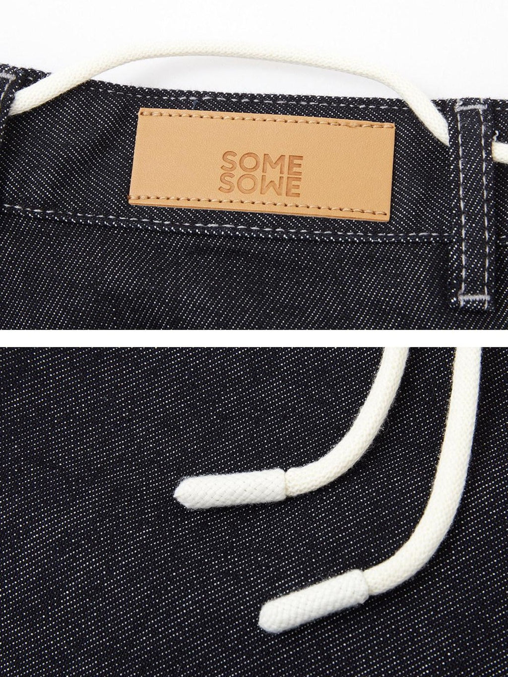SOMESOWE Cotton Blend Loose Straight Natural Waist Button Women Deep Blue Denim Shorts
