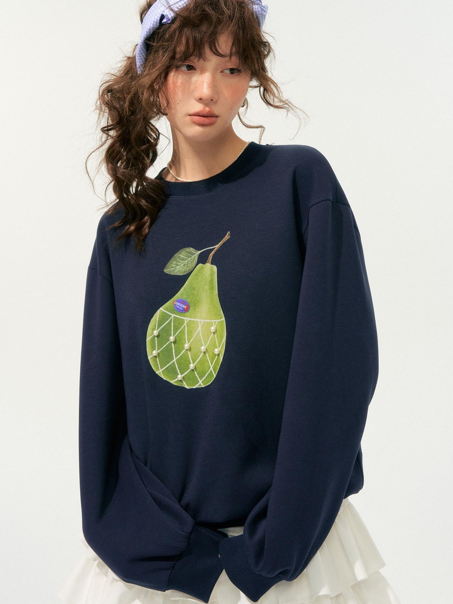 SOMESOWE Soft Cotton Blend Loose Floral Round Neck Women Long Sleeve Crop Tops