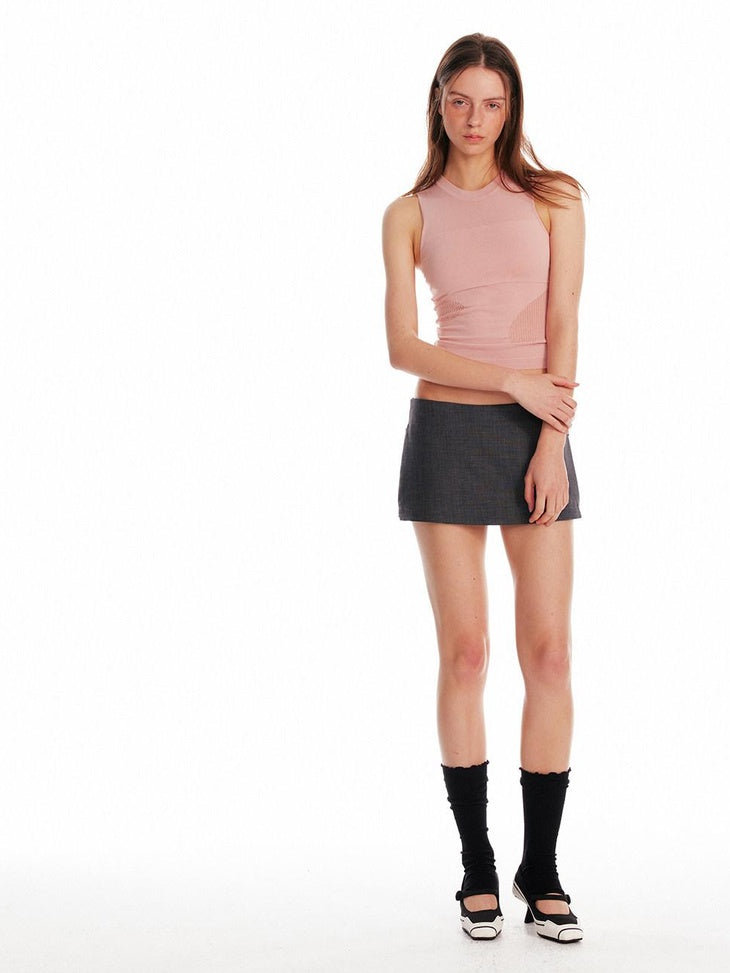 ALINNVSTUDIO Asymmetric Slim Commuter Office Solid Color Sleeveless Pink Black Tank Tops