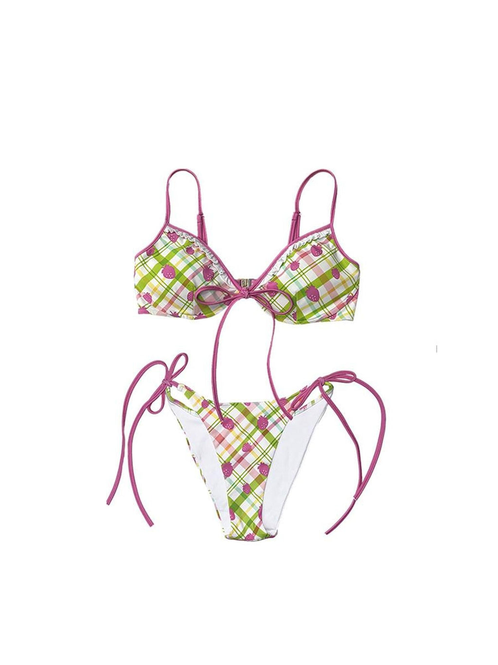 DeleteEx Cute Pink Strawberry Print Flirty Two Piece Beach Swim Bikini Sets