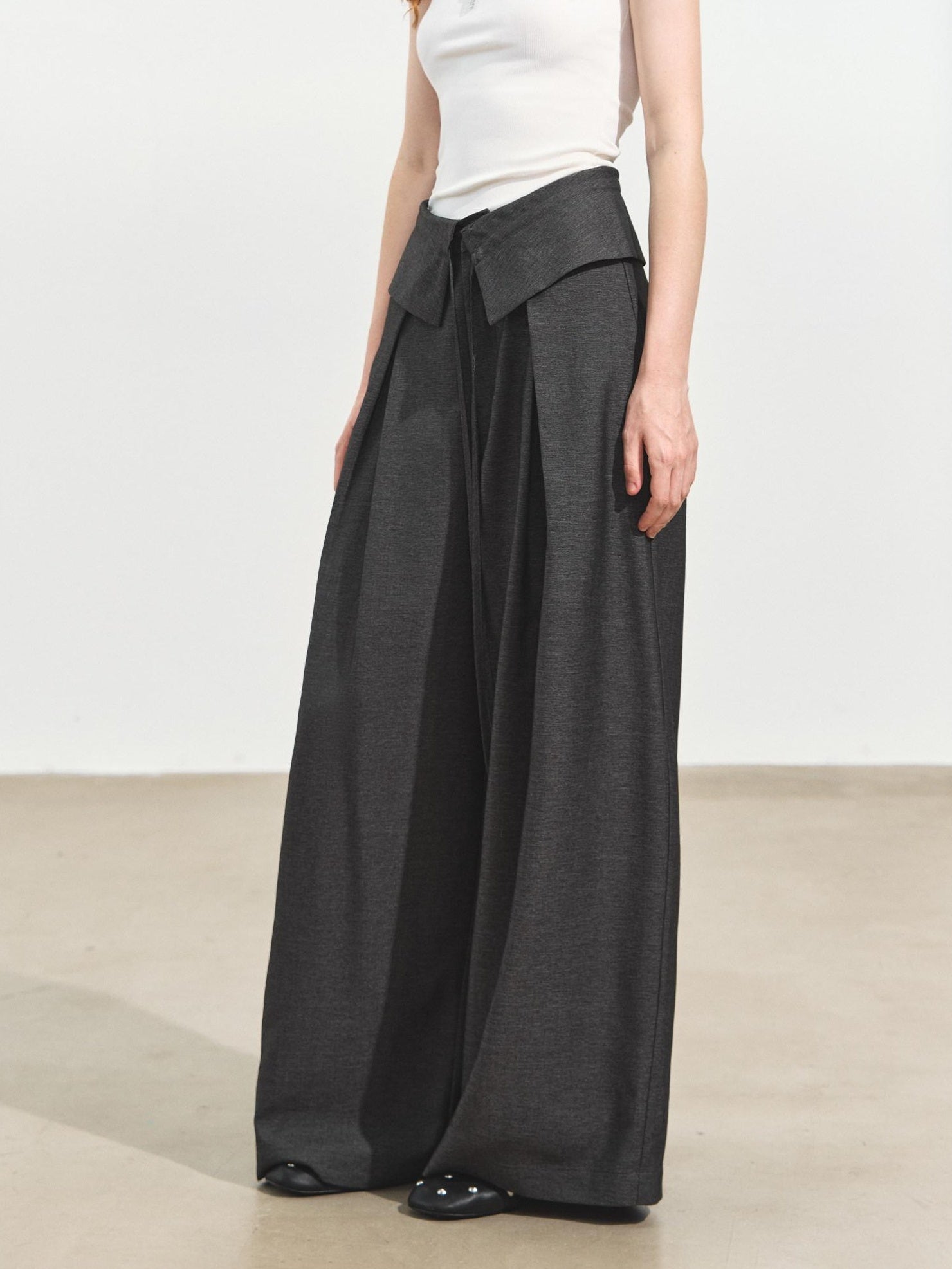 SOMESOWE Original Plaid Pocket Natural Waist Loose Women Casual Gray Straight Pants