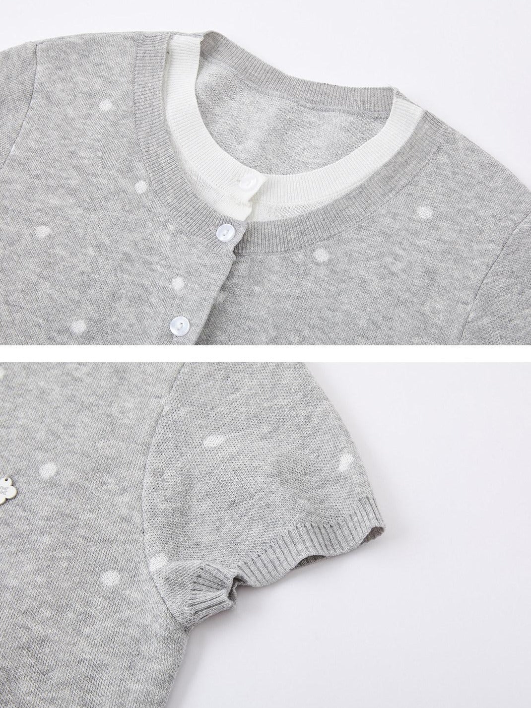 Polka Dot Knitted Casual Short Sleeve Two Piece Women T Shirt Basic Crop Tops