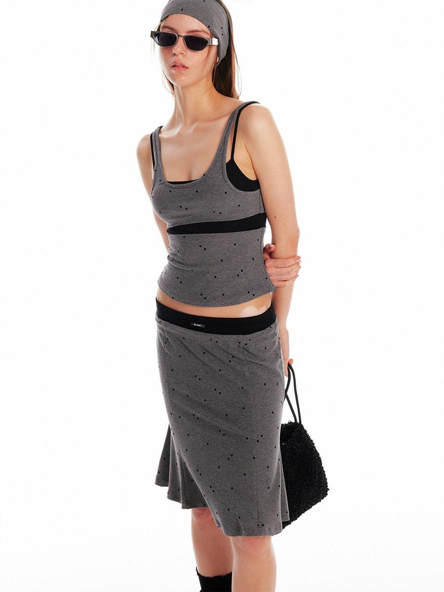ALINNVSTUDIO Sexy Pullover Cami Two Piece Chic Casual Young Women Matching Top & Skirt Sets