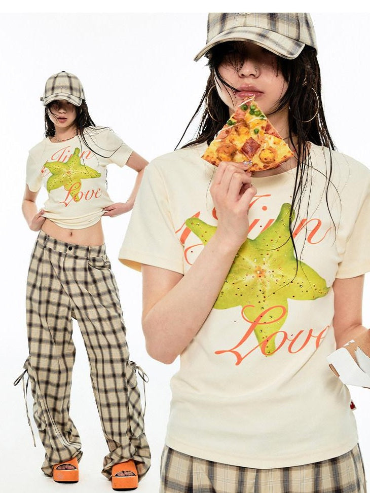 1JINN STUDIO 100% Cotton Floral Print Slim Fit Casual Crew Neck Women Short Sleeve T-Shirts