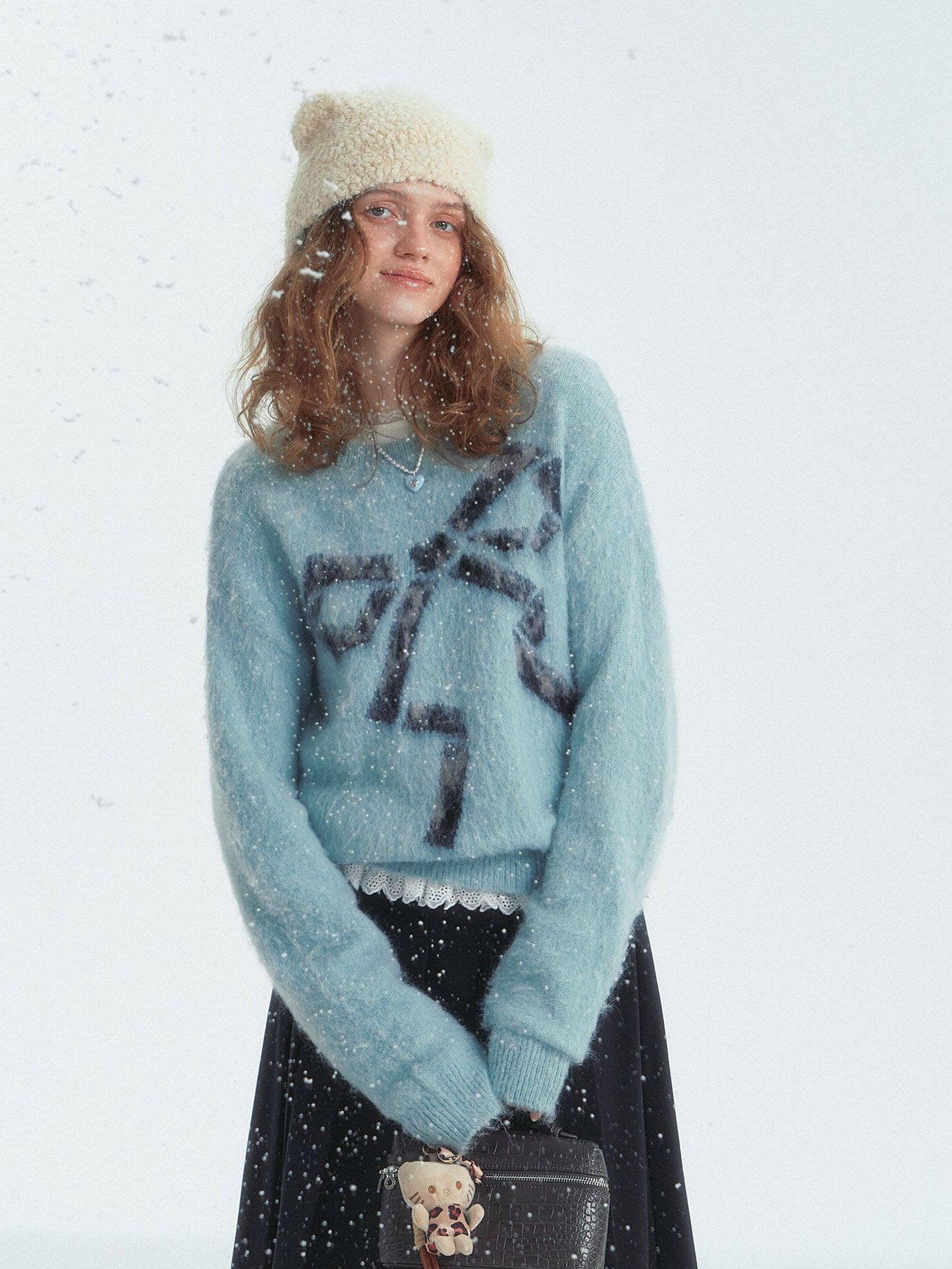 SOMESOWE Floral Knit Pullover Loose Fit Street Style Unisex Knitwear Sweaters