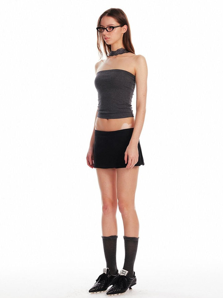 ALINNVSTUDIO Backless Slim Fit Crop Versatile Solid Color Young Women Tube Tops