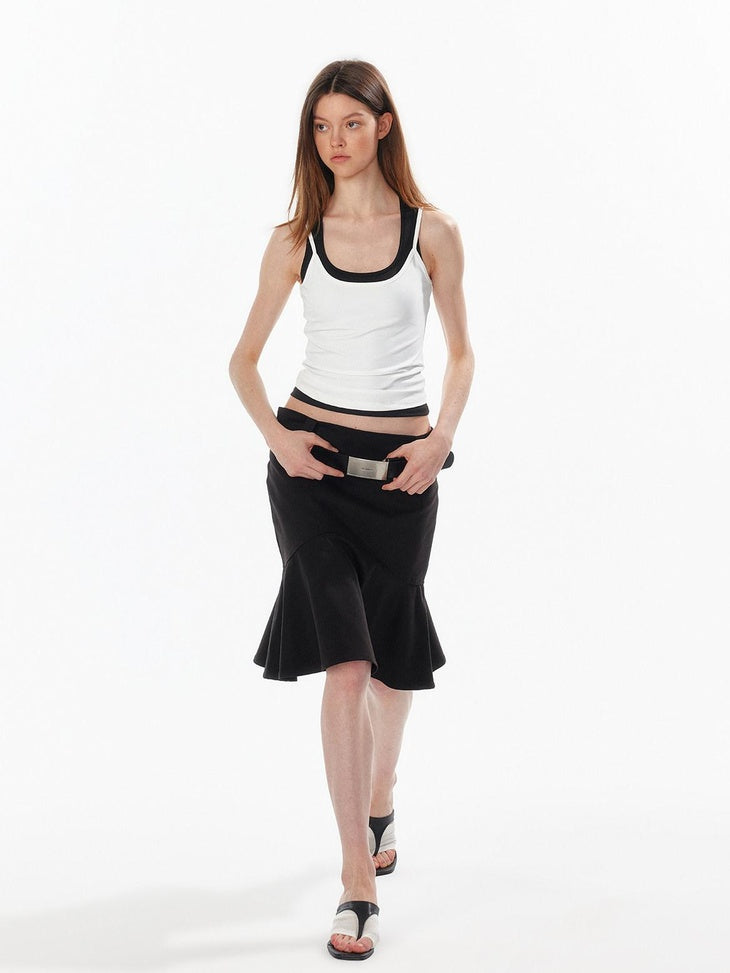 ALINNVSTUDIO Waist Defining Cropped U Neck Racerback Women No Padding Basic Tank Tops