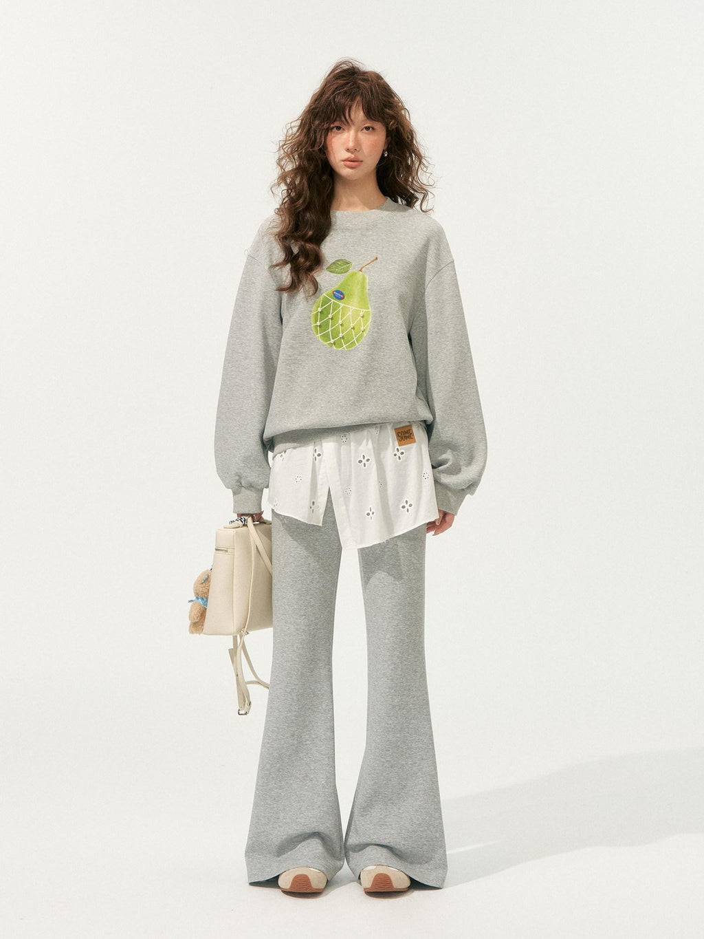 SOMESOWE Soft Cotton Blend Loose Floral Round Neck Women Long Sleeve Crop Tops