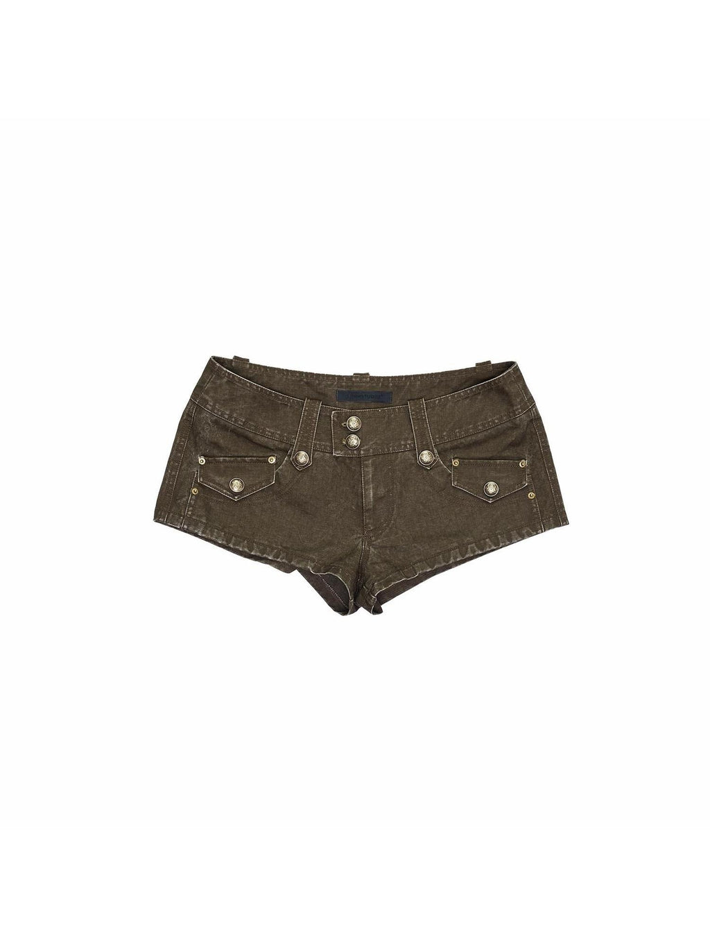 1JINN STUDIO 100 Percent Cotton Low Rise Slim Fit Casual Women Dark Gray Denim Shorts