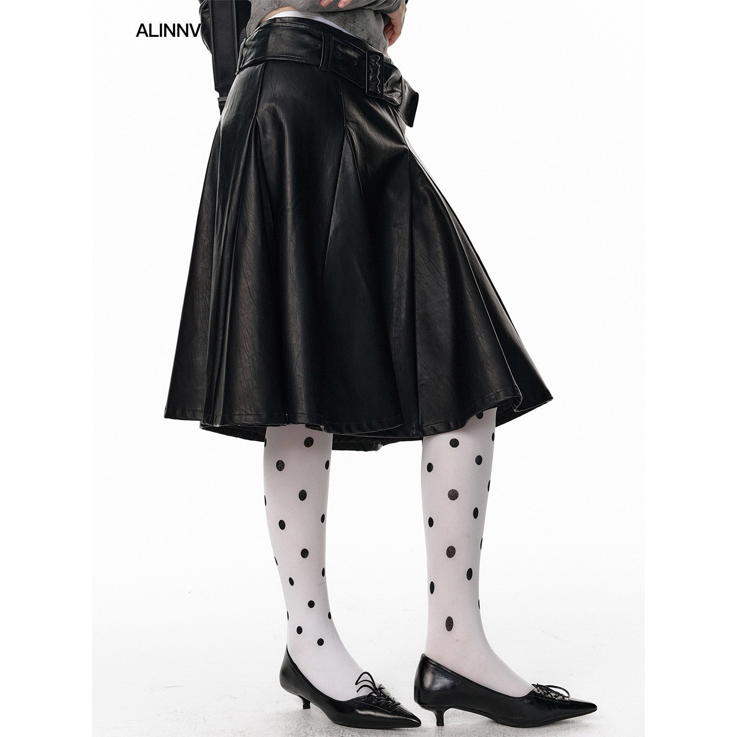 ALINNVSTUDIO_Versatile_Pu_Belted_Low_Waist_Flared_Loose_Fit_Women_Citywalk_Black_Midi_Skirts_MISSTT