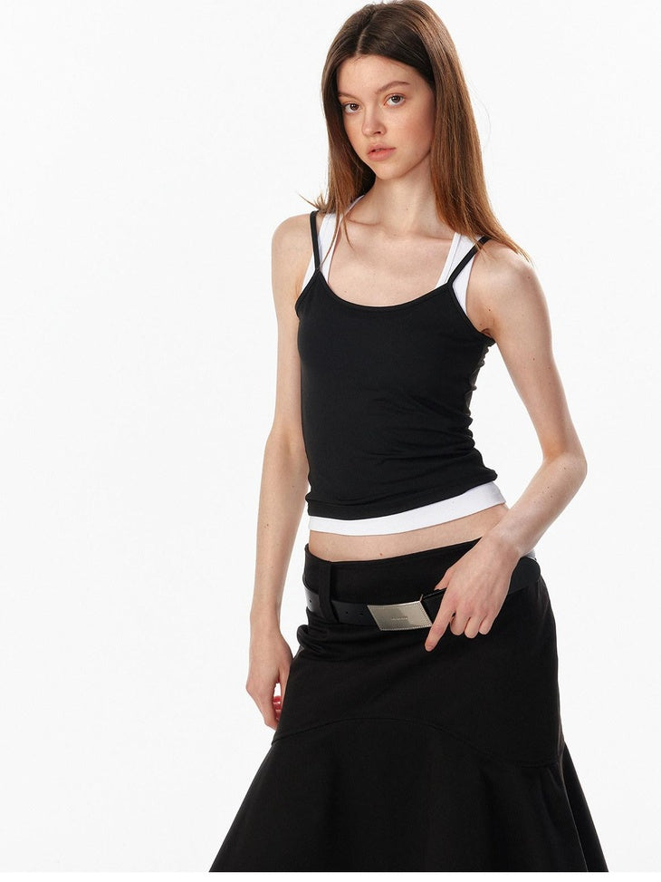 ALINNVSTUDIO Waist Defining Cropped U Neck Racerback Women No Padding Basic Tank Tops