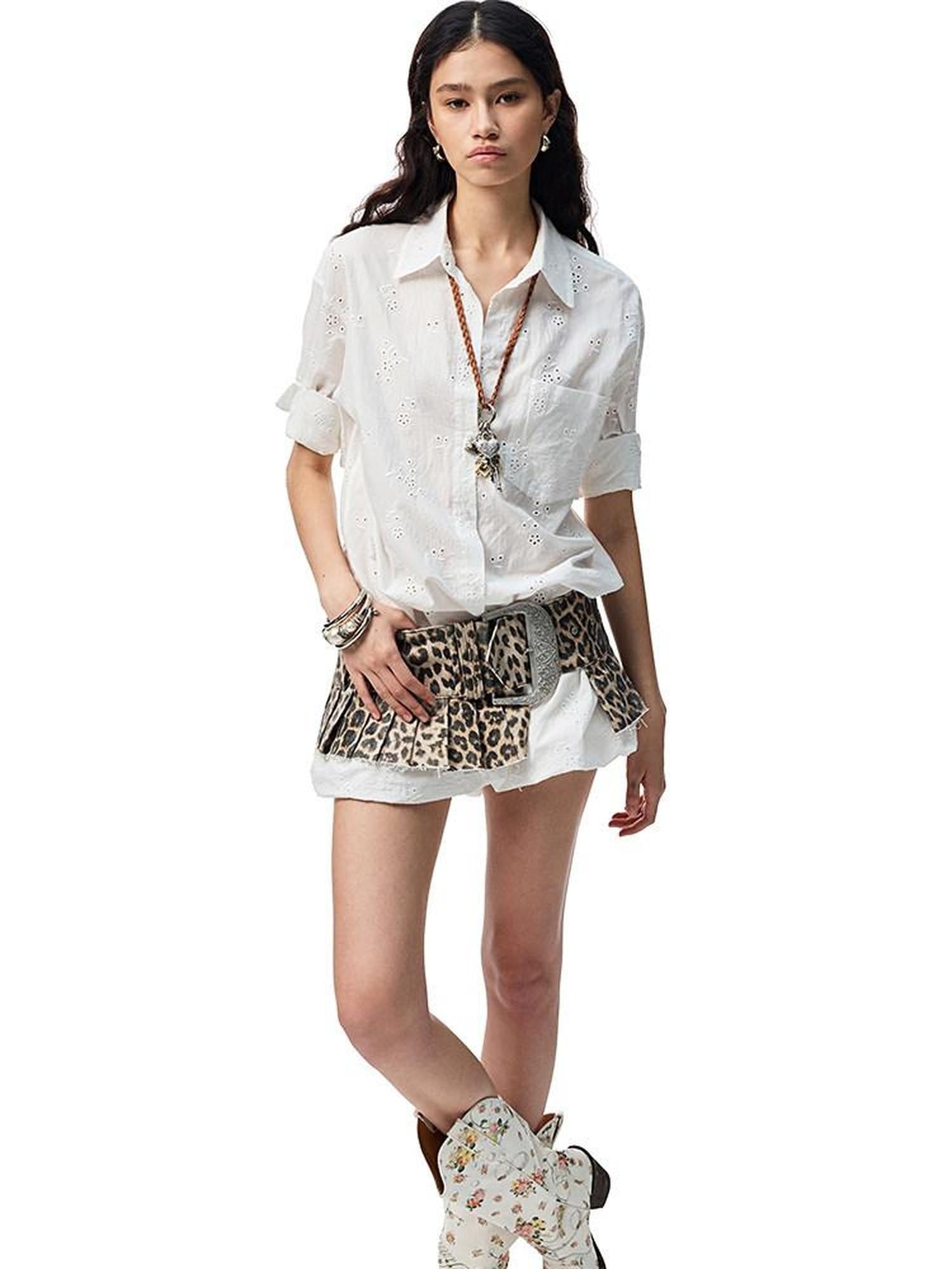 1JINN STUDIO Shape Retention Cotton Jacquard Loose Polo 3 4 Sleeve Women Top & Shorts Sets