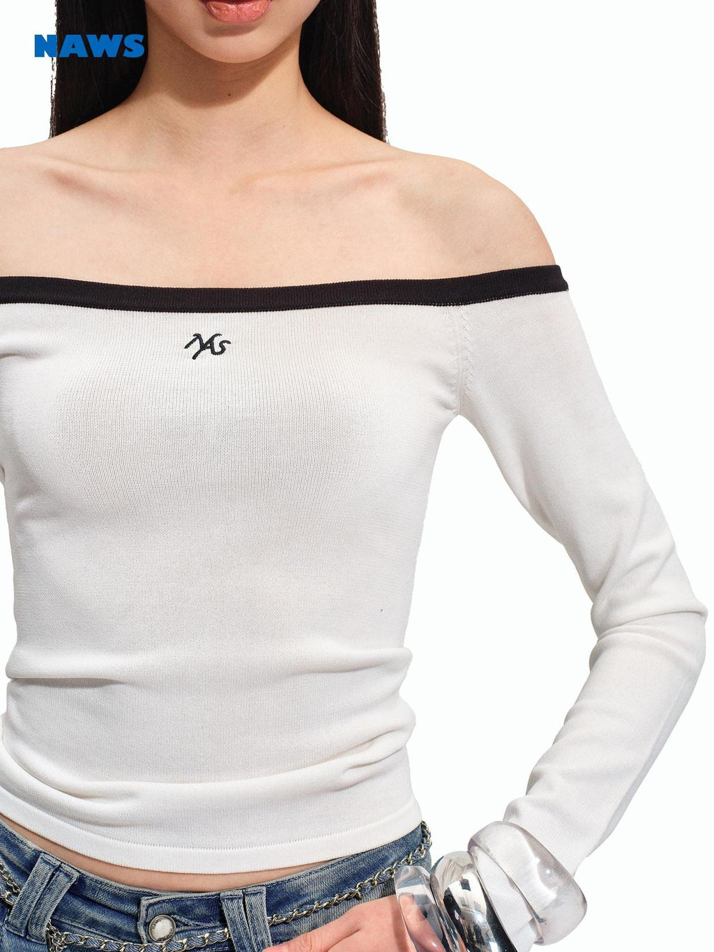 NAWSNOTAWEAR Soft Breathable Casual Slim Colorblock Boat Neck Women Long Sleeve T-Shirts