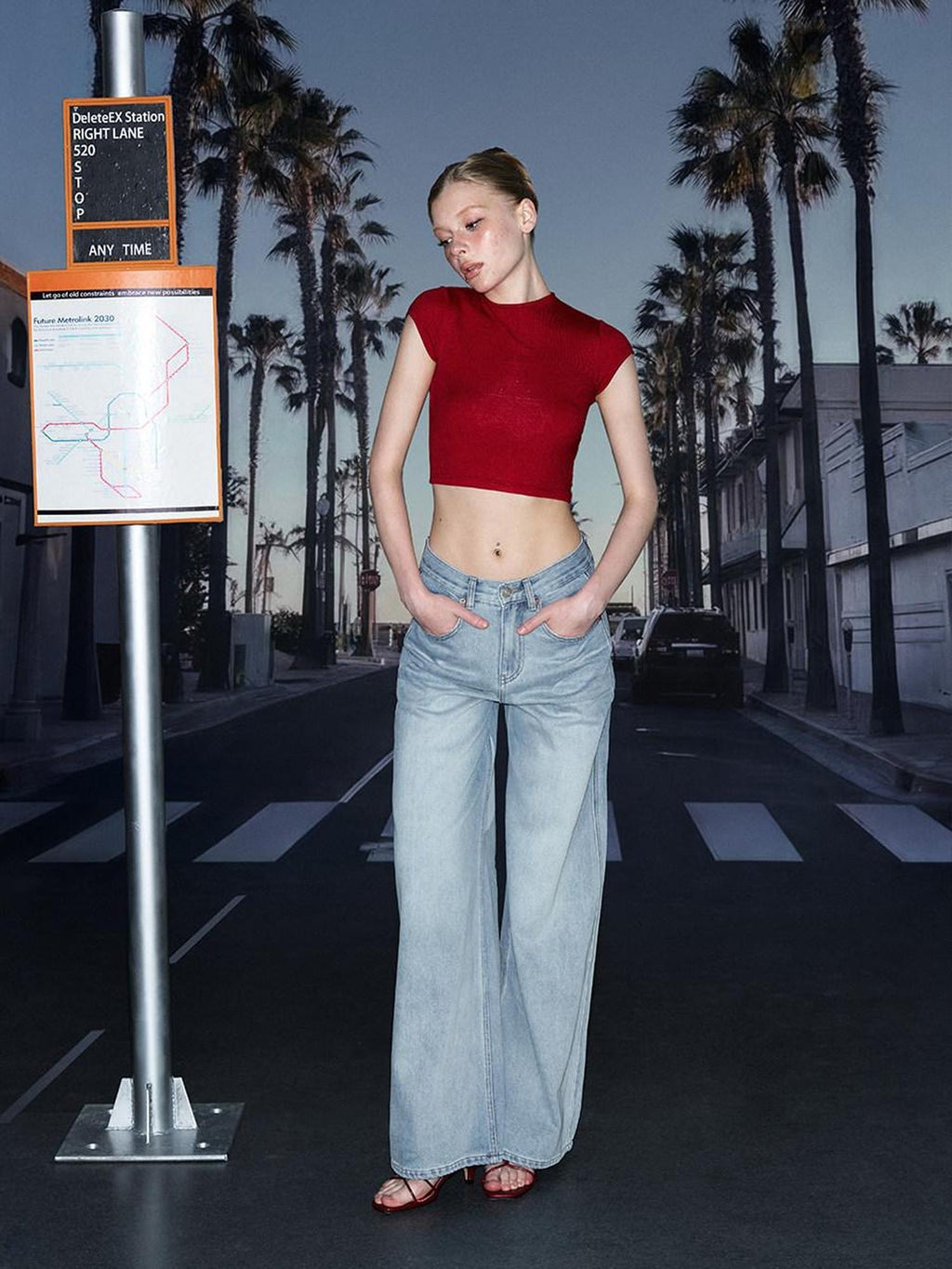 DeleteEx Stretch Slim Fit Edgy Round Neck Short Sleeve Casual T Shirt Basic Crop Tops