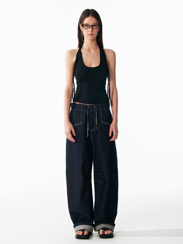 ALINNVSTUDIO Soft Modal Fabric Minimalist Slim Fit U Neck Halter Cropped Women Tank Tops