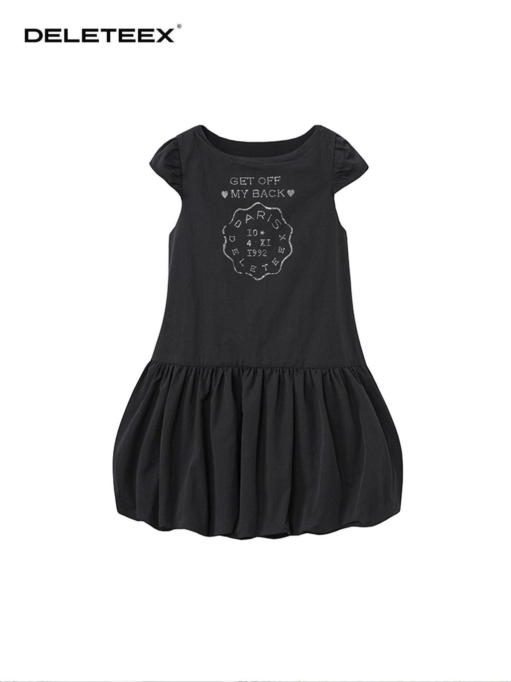 DeleteEx Sweet Flirty Flutter Sleeve Rhinestone Bubble Skirt Date Black Mini Dresses