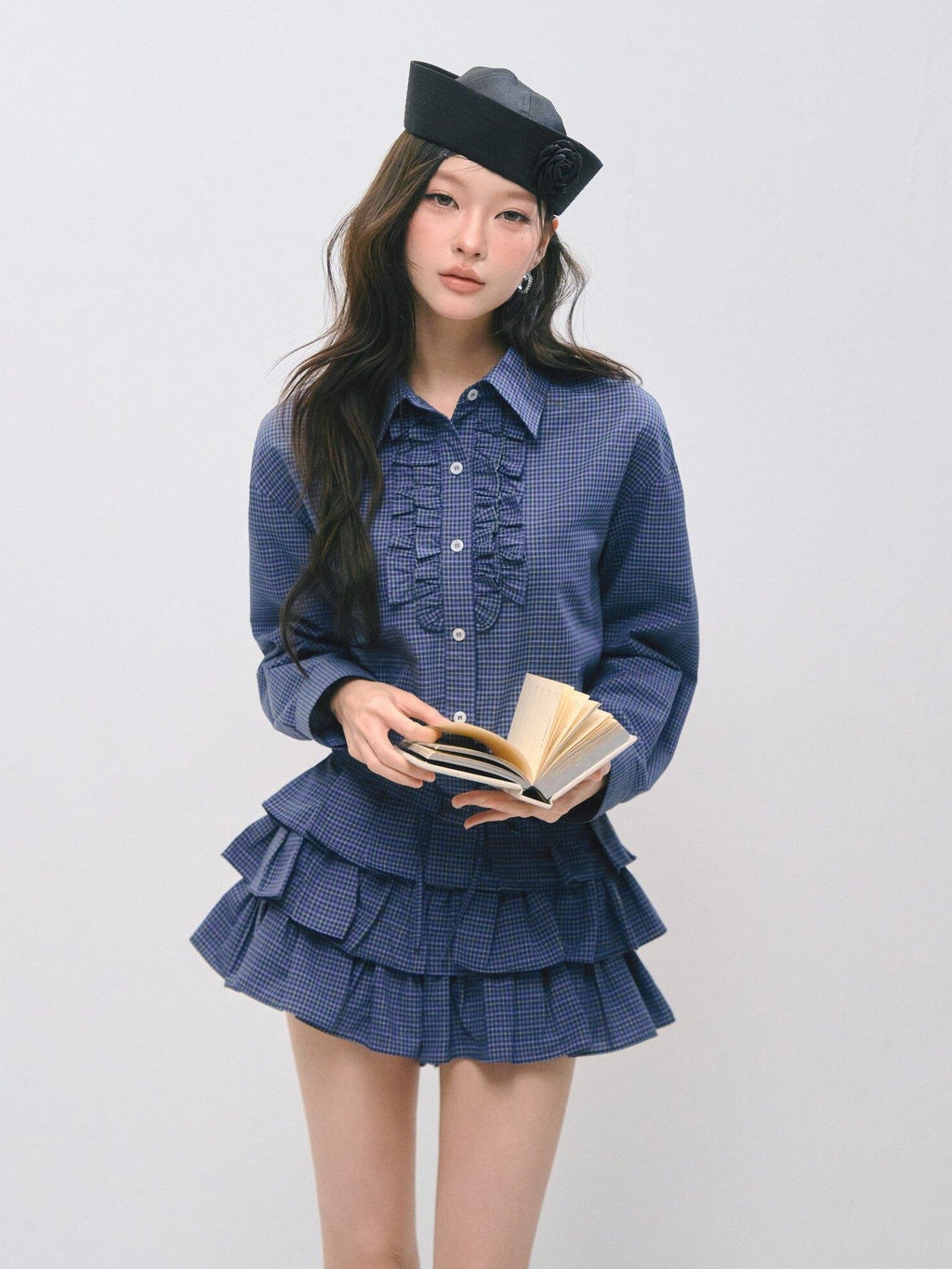 SOMESOWE Sexy Plaid High Waist Ruffle Patchwork Women Two Piece Mini Skirts