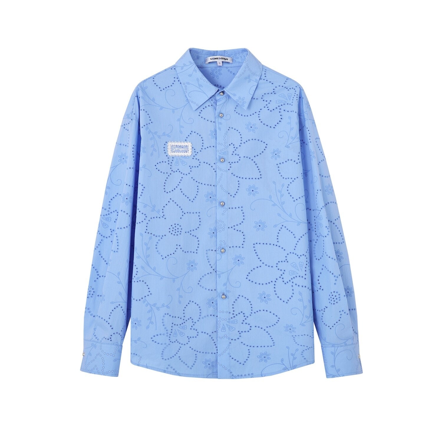 SOMESOWE_Floral_Cotton_Collared_Button_Long_Sleeve_Casual_Women_Top_&_Skirt_Sets_MISSTT