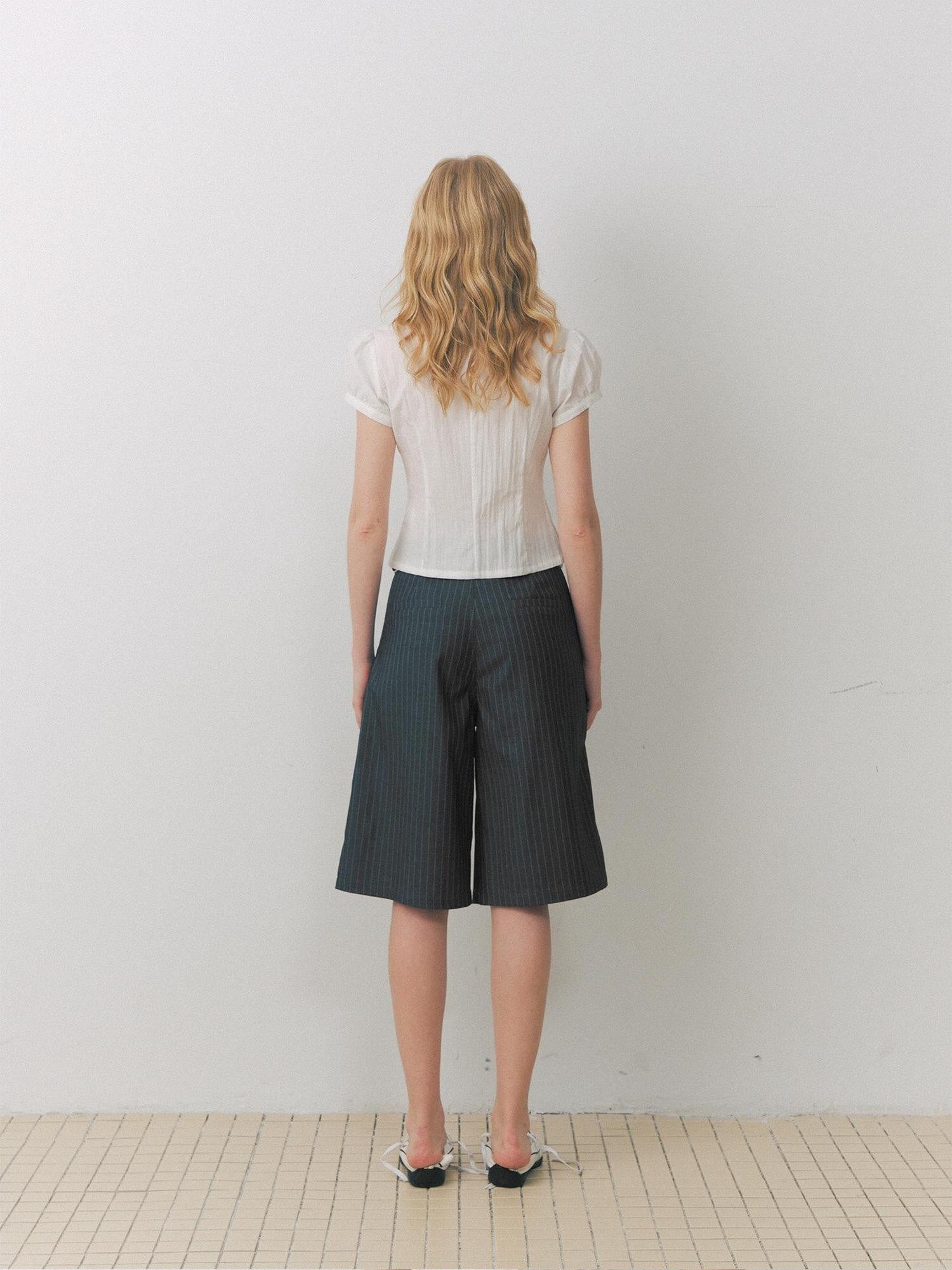 DeleteEx Comfortable Casual Wide Leg Mid Low Waist Women Gray Soft Mid-Length Shorts