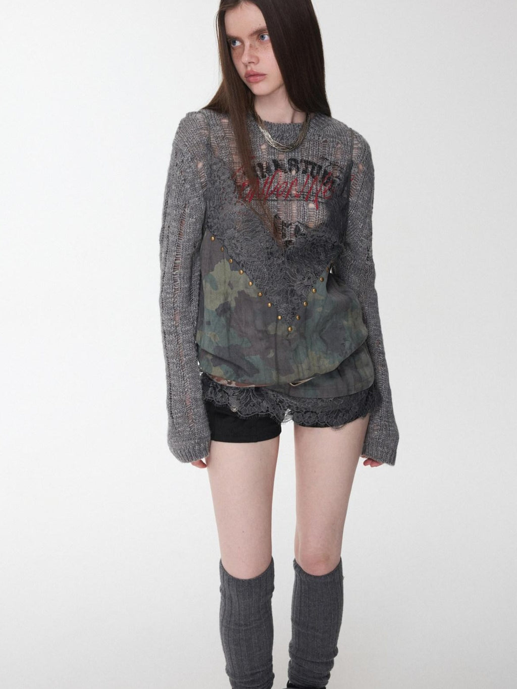 1JINN STUDIO Lightweight Lyocell Lace V-neck Casual Camouflage Women Camisoles