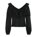 someonesometimes_Sleek_V-neck_Slim_Fit_Commuter_Long_Sleeve_Black_Poly_Viscose_Women_Work_Blouses_MISSTT