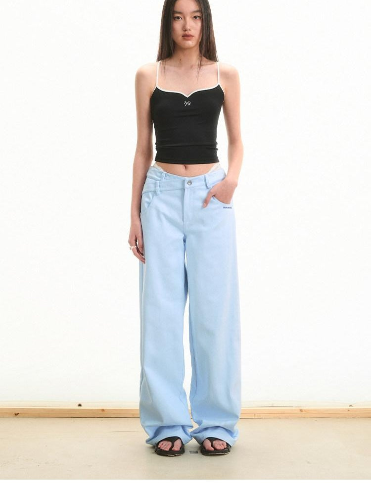 NAWSNOTAWEAR 100 Percent Cotton Minimalist Casual Natural Waist Loose Women Straight Pants