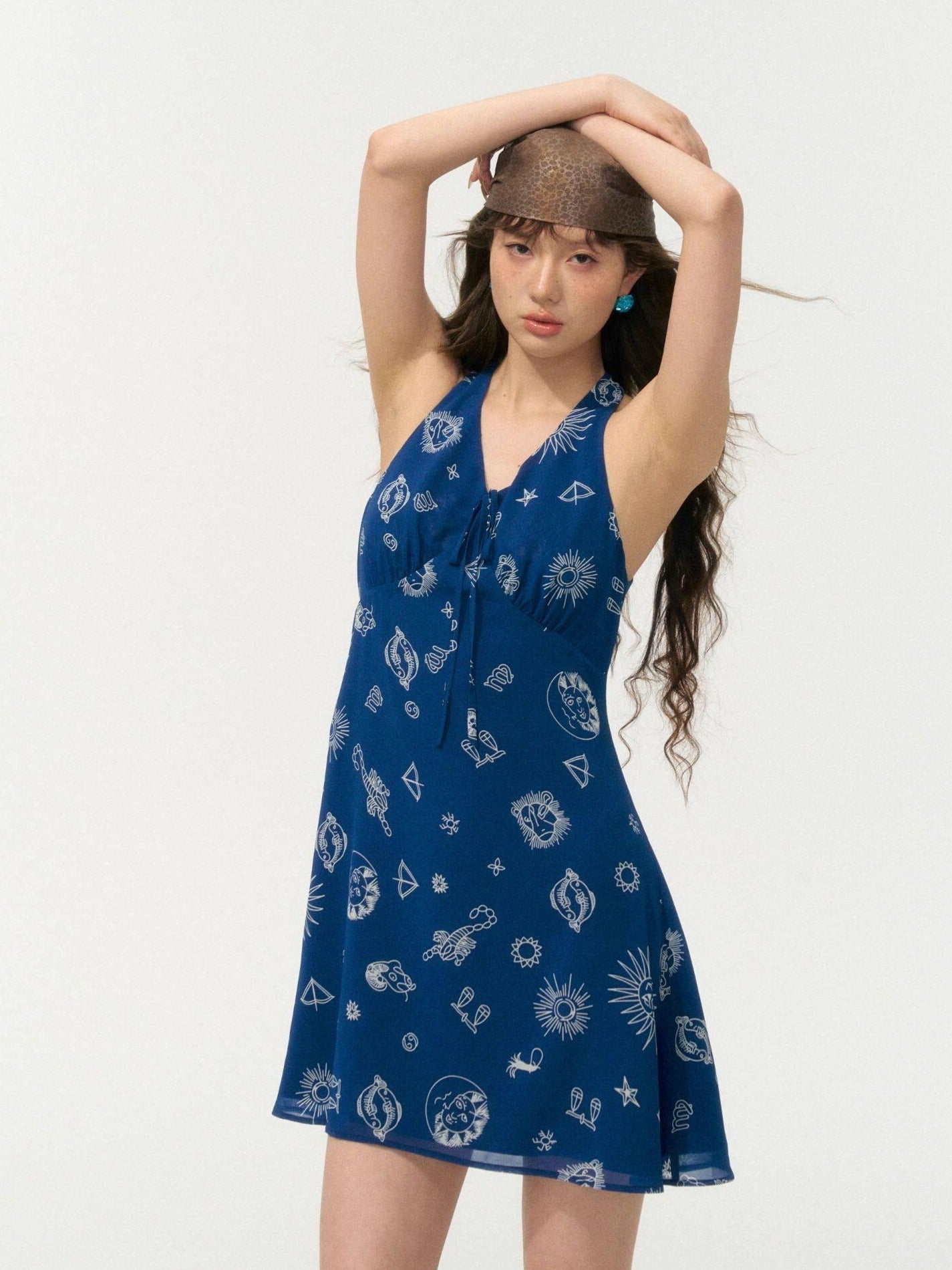 SOMESOWE Sexy Two Piece Sleeveless V-neck Women Polyester Denim Blue White Mini Dresses