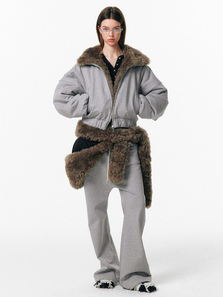 ALINNVSTUDIO Asymmetric Versatile Slight Flare Slim Natural Waist Casual Sweatpants