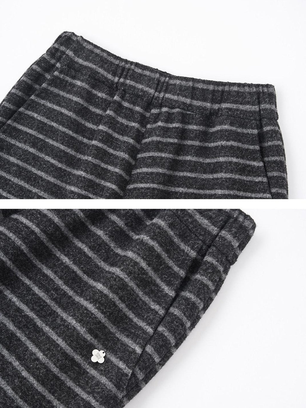 SOMESOWE Striped Bow Pocket Loose Wide Leg Button Split Hem Women Sweatpants