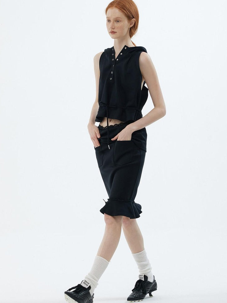 ALINNVSTUDIO Versatile Cropped Spaghetti Strap Solid Black Gray For Young Women Tank Tops