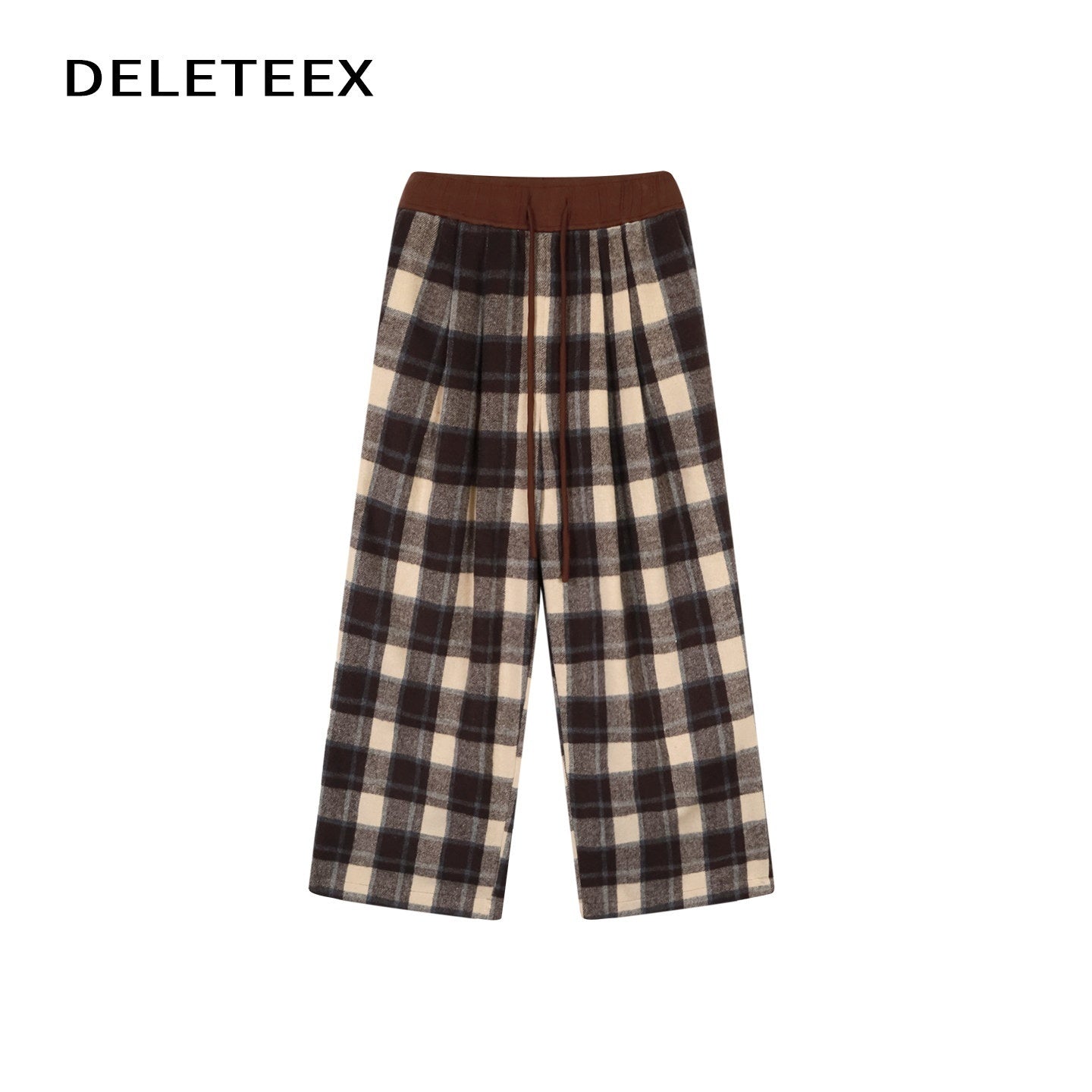 DeleteEx_High_Waist_Vintage_Plaid_Womens_London_Polyester_Wide_Leg_Pants_MISSTT