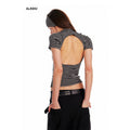 ALINNVSTUDIO_Creative_Patchwork_Slim_Fit_Cropped_Crewneck_Striped_Gray_Short_Sleeve_T-Shirts_MISSTT