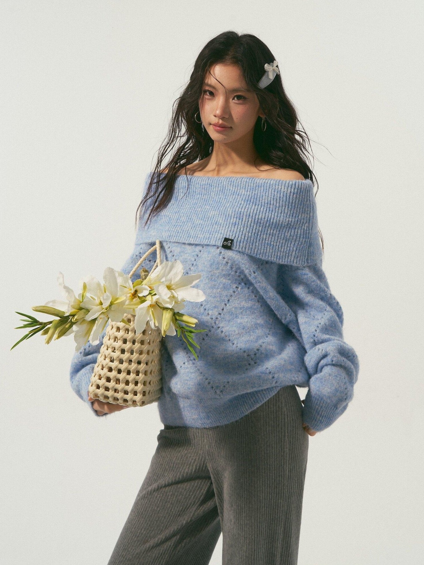 SOMESOWE Soft Polyester Wool Blend Casual Boat Neck Knit Women Sweaters