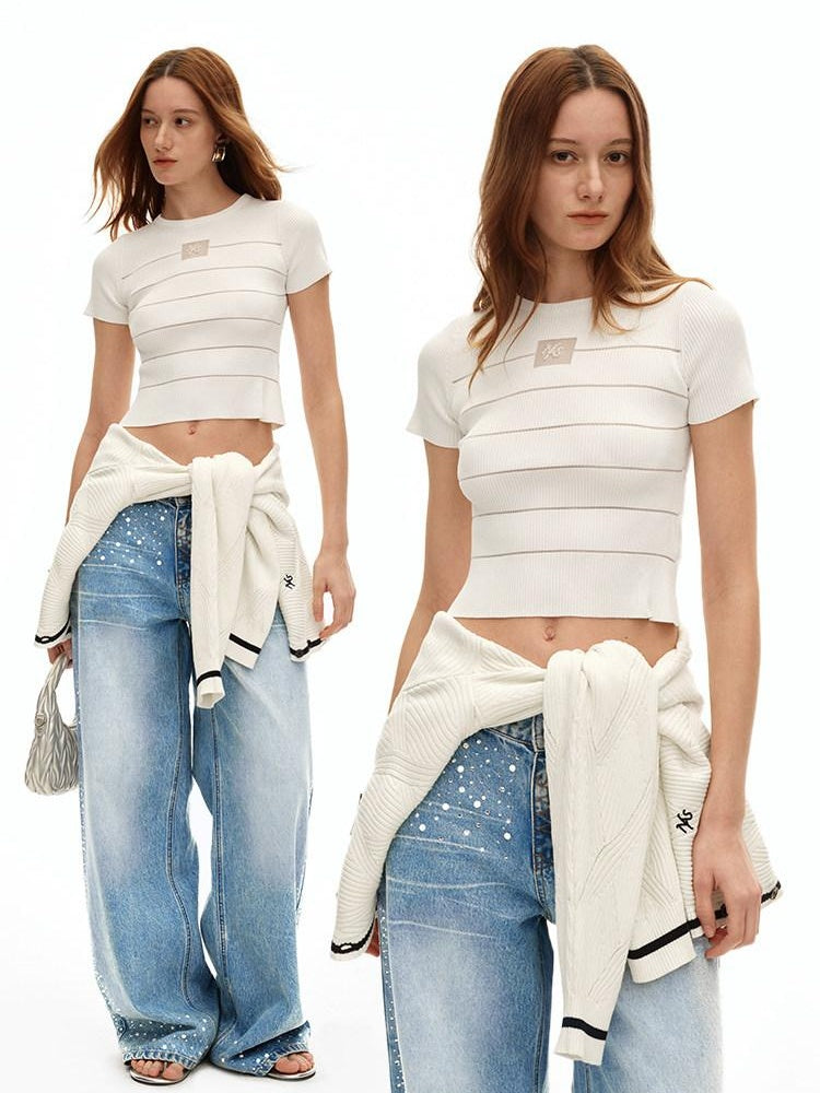 NAWSNOTAWEAR Thin Knit Slim Fit Solid Polo Collar Casual Women Pastel Shades Basic Crop Tops