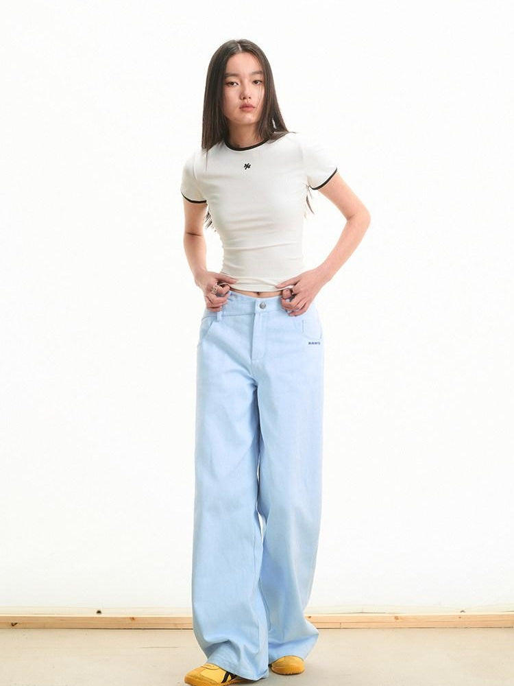 NAWSNOTAWEAR 100 Percent Cotton Minimalist Casual Natural Waist Loose Women Straight Pants