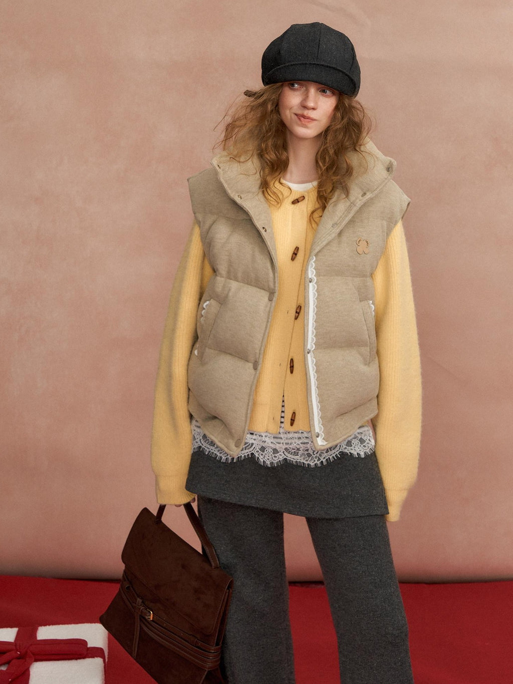 SOMESOWE Warm Quilted Vest Slim Regular Fit Navy Light Coffee Casual Puffer Jackets
