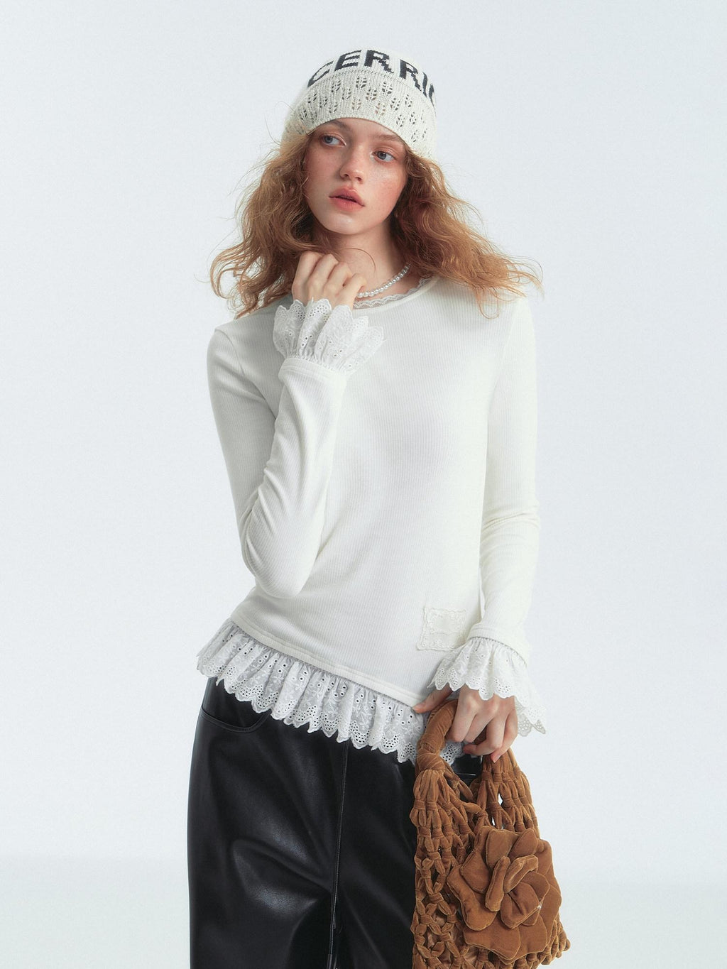 SOMESOWE Essential Straight Fit Crew Neck Office White And Gray Long Sleeve T-Shirts