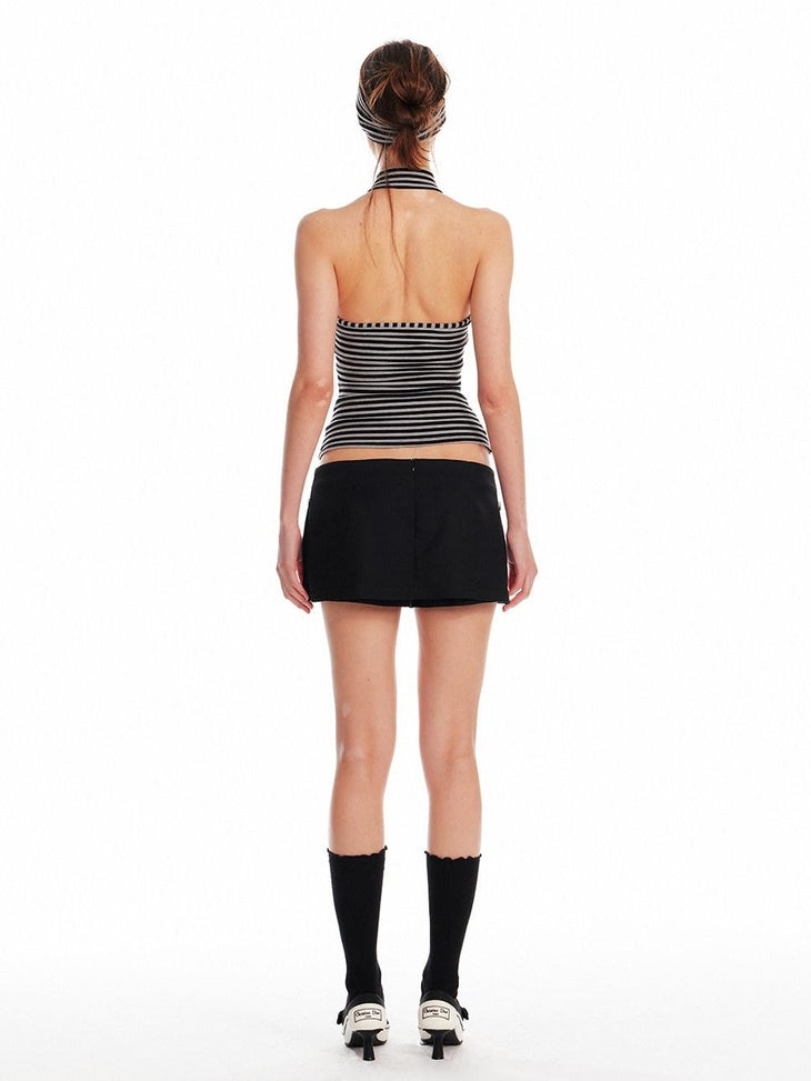 ALINNVSTUDIO Asymmetric Halter Striped Slim Fit Original Design Young Women Casual Tank Tops