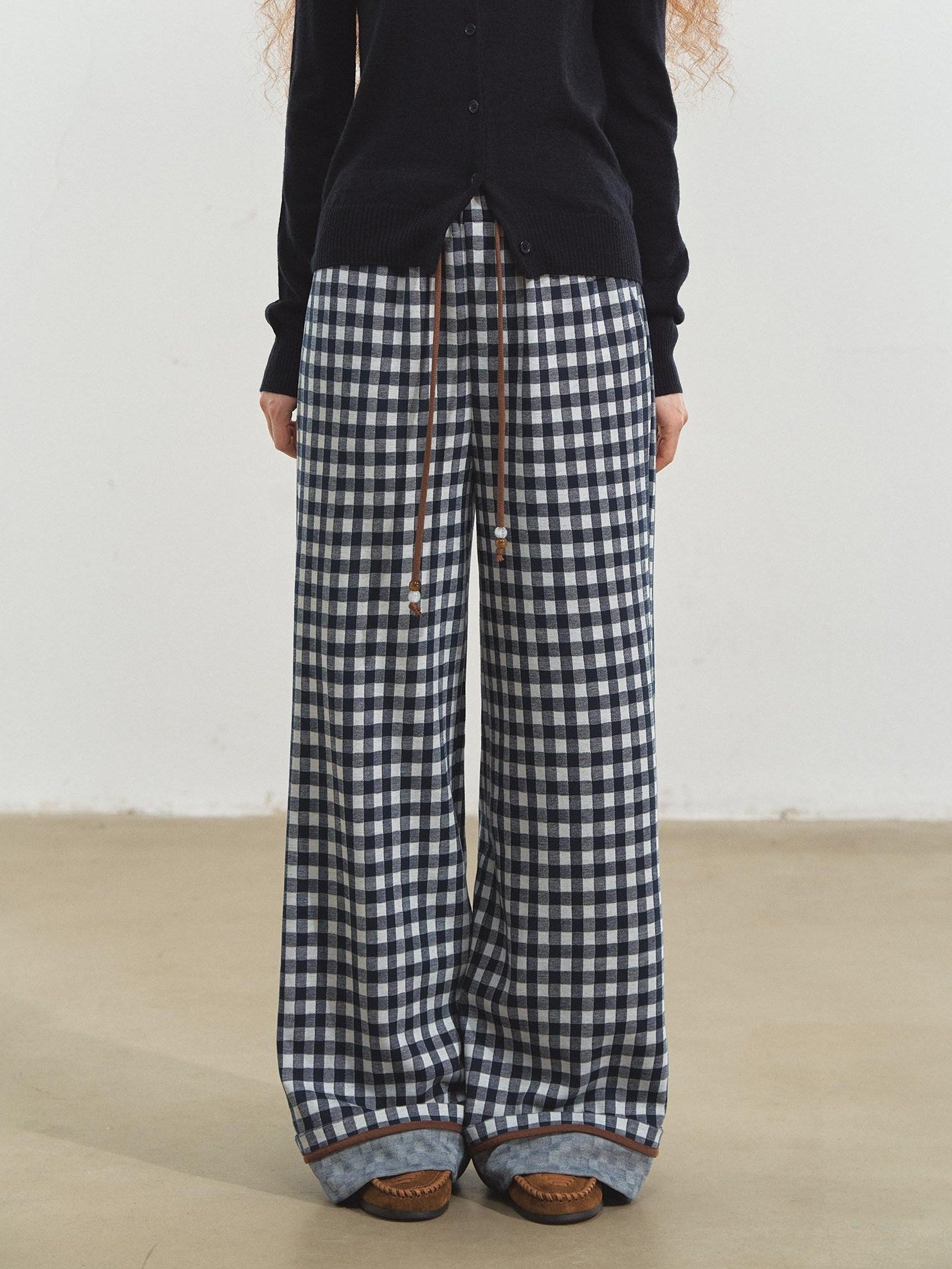 SOMESOWE Stretch Viscose Casual Cuffed Drawstring Natural Waist Unisex Wide Leg Pants
