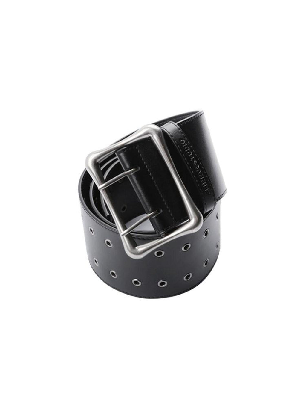 ALINNVSTUDIO Studded Embossed Smooth Split Leather Casual Unisex Prong Buckle Belts